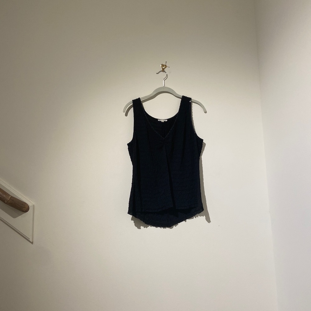 Kathryn diaros black rouched sequin tank top